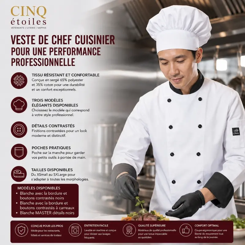Veste de Chef Cuisinier pour une Performance Professionnelle