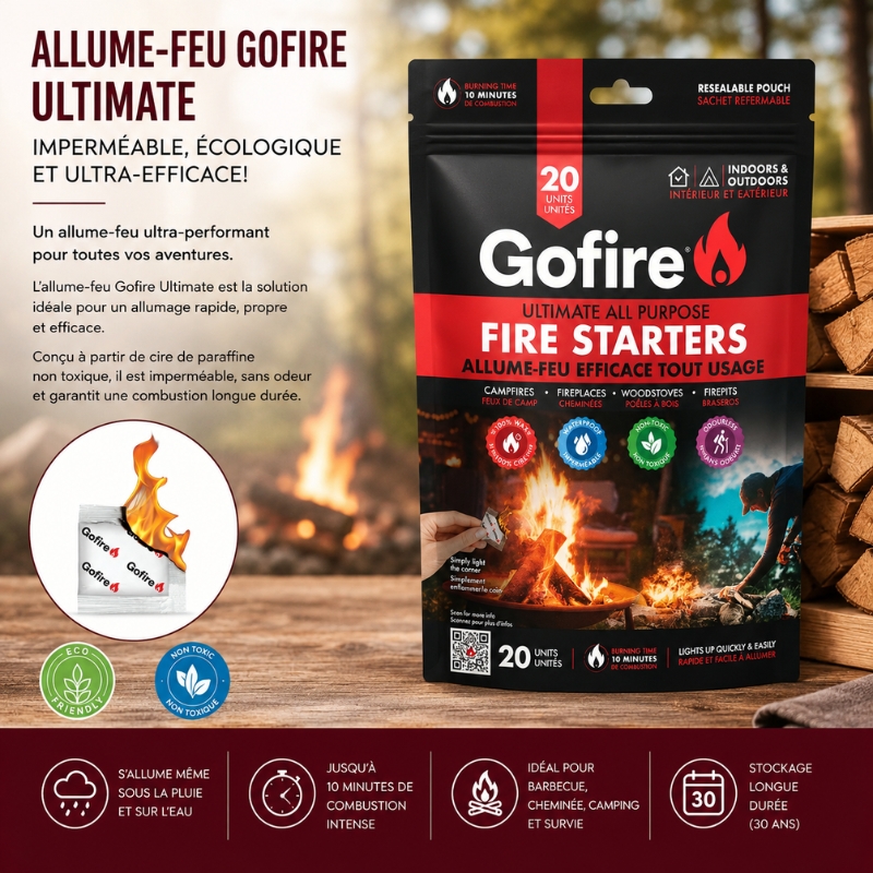 Allume-Feu Gofire Ultimate – Imperméable, Écologique et Ultra-Efficace - 24 unités