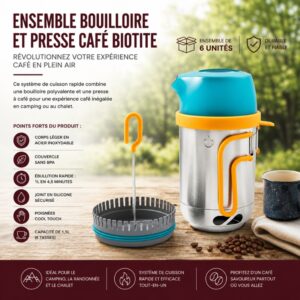 Ensemble Bouilloire et Presse Café Biolite: Révolutionnez votre expérience café en plein air - 6 unités