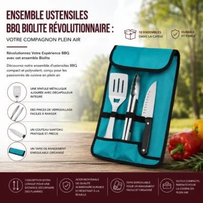 Ensemble Ustensiles BBQ Biolite Révolutionnaire : Votre Compagnon Plein Air - 10 Unités
