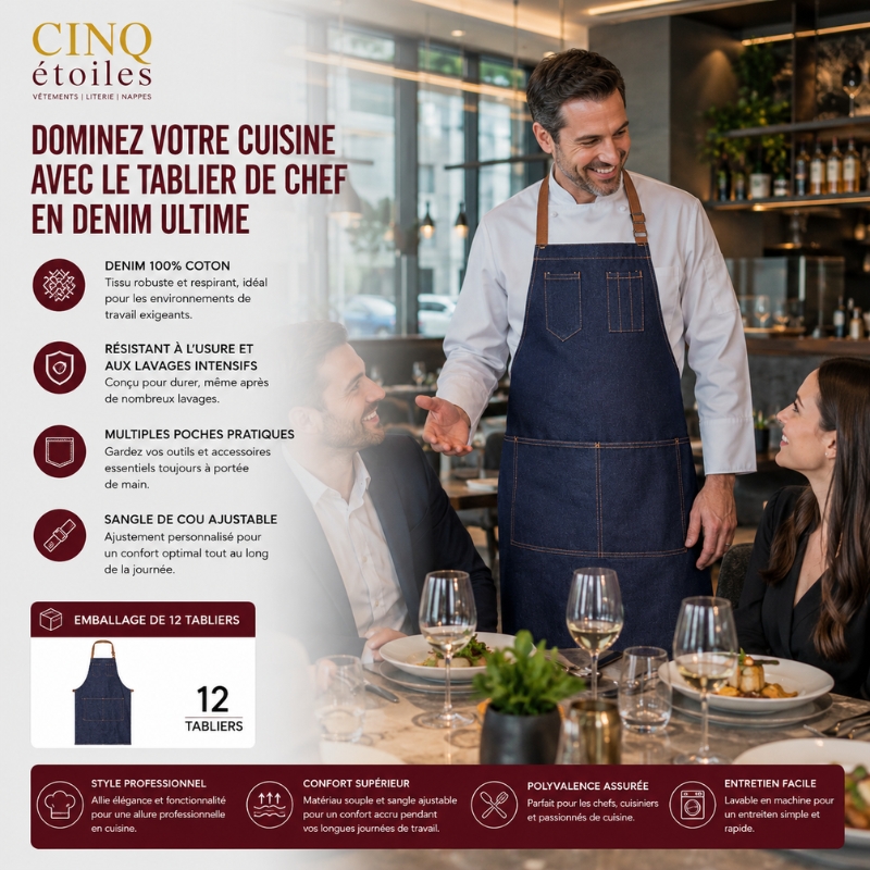 Dominez Votre Cuisine avec le Tablier de Chef en Denim Ultime