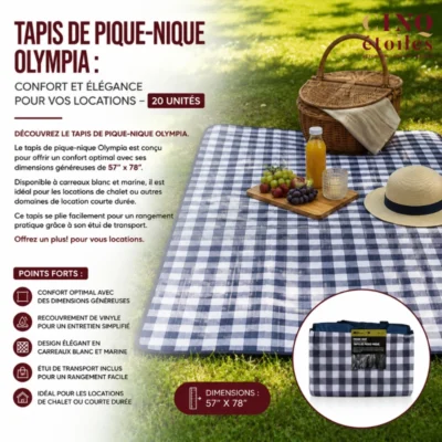 Tapis de Pique-Nique Olympia: Confort et Élégance pour Vos Locations- 20 unités