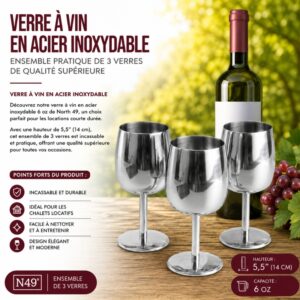 Verre à Vin en Acier Inoxydable Incassable - Ensemble Pratique de 3 Verres de Qualité Supérieure