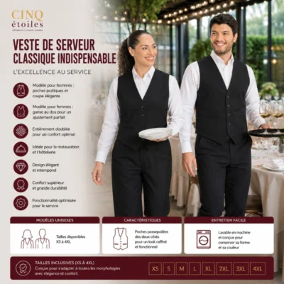 Veste de Serveur Classique Indispensable: L'Excellence au Service