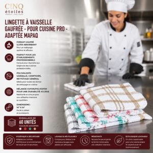 Lingette à Vaisselle Gaufrée – Pour Cuisine Pro - adaptée MAPAQ