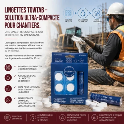 Lingettes Towtab – Solution Ultra-Compacte pour Chantiers
