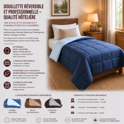 Douillette Réversible et Professionnelle – Qualité Hôtelière
