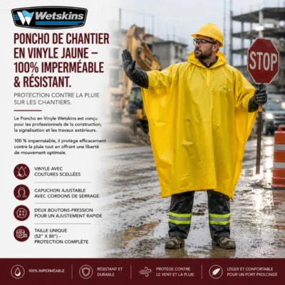 Poncho de Chantier en Vinyle jaune – 100% Imperméable & Résistant