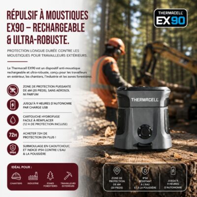 Répulsif à Moustique EX90 – Rechargeable & Ultra-Robuste