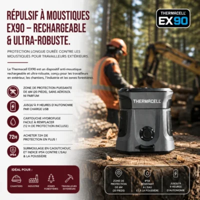 Répulsif à Moustique EX90 – Rechargeable & Ultra-Robuste