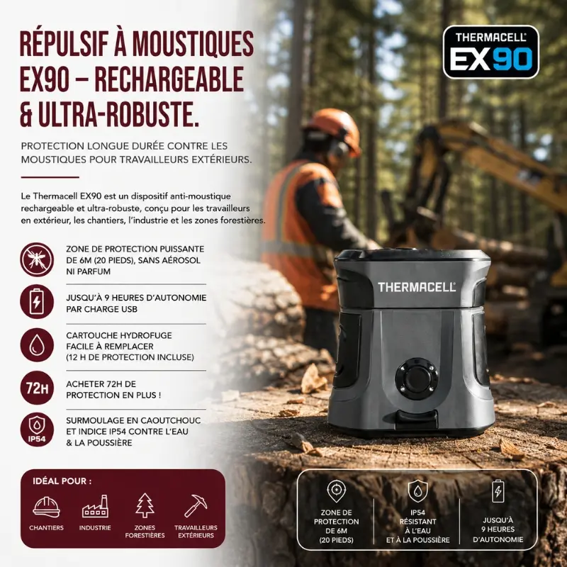 Répulsif à Moustique EX90 – Rechargeable & Ultra-Robuste