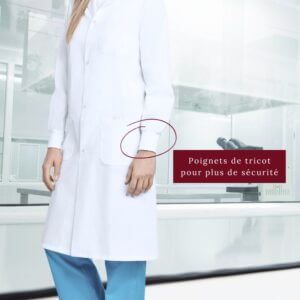 Sarrau blanc 100% coton sergé avec poignets de tricot