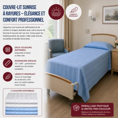 Couvre-lit Sunrise à Rayures – Élégance et Confort Professionnel