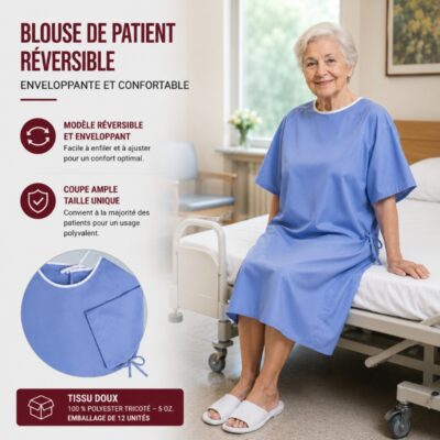 Blouse de patient Réversible – Enveloppante et confortable