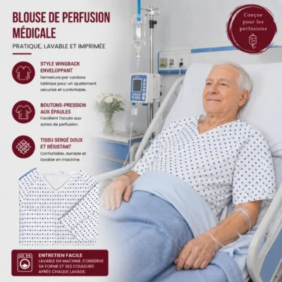 Blouse de perfusion Médicale – Pratique, lavable et imprimée