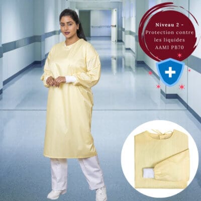 Blouse d’isolation AAMI Niveau 2 – Résistante aux fluides