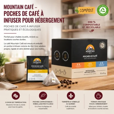Mountain Café – Poches de café à infuser pour hébergement