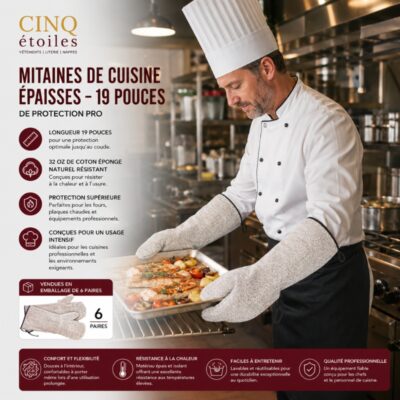 Mitaines de cuisine épaisses – 19 pouces de protection pro