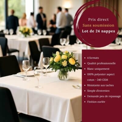 Nappes de table en lot – 4 formats utiles, prix direct sans soumission