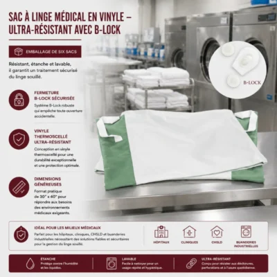 Sac à linge médical en vinyle – Ultra-résistant avec B-Lock
