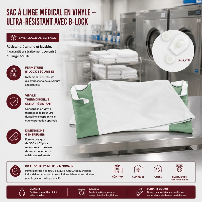Sac à linge médical en vinyle – Ultra-résistant avec B-Lock