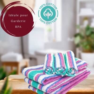 Petite serviette rayée CPE & RPA – coton durable et coloré