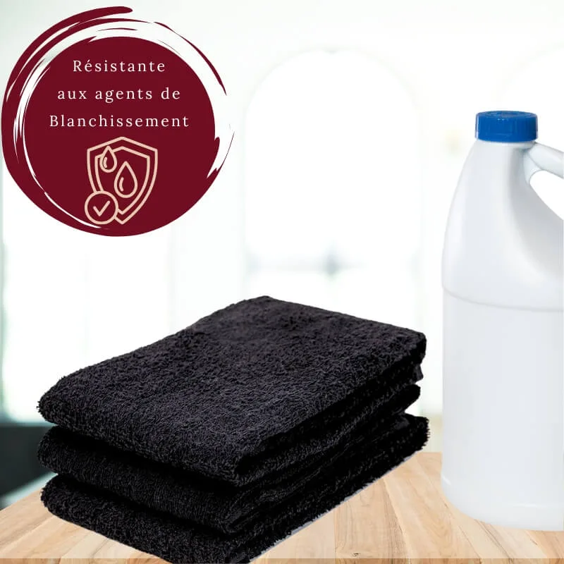 Serviette éponge noire – Résistante à l’eau de Javel