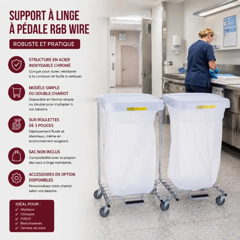 Support à linge à pédale R&B Wire – robuste et pratique