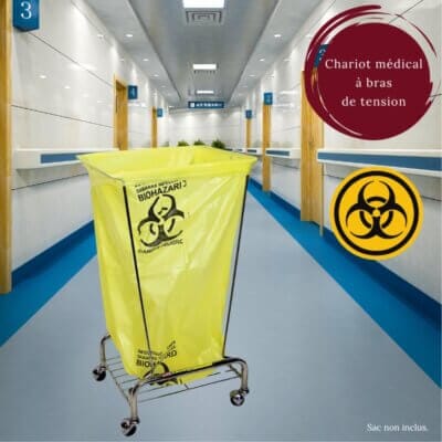 Support médical à sac de buanderie – Mobile, chromé et à bras de tension