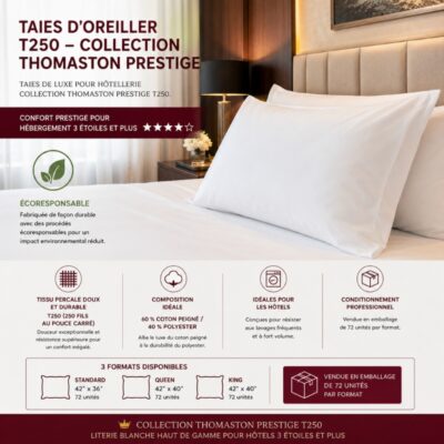 Taies d’oreiller T250 – Collection Thomaston Prestige