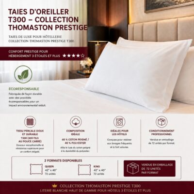 Taies d’oreiller T300 – Collection Thomaston Prestige
