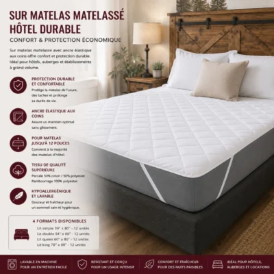 Surmatelas matelassé hôtel durable – Confort & protection économique