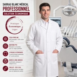 Sarrau Blanc médical Professionnel – Solution Économique