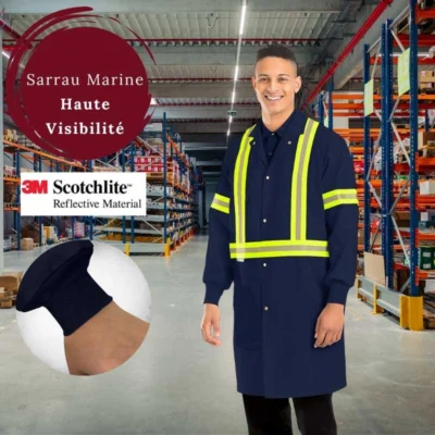Sarrau alimentaire marine haute visibilité – bandes 3M