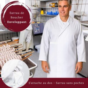 Sarrau pour boucher enveloppant sans poches– professionnel et protecteur
