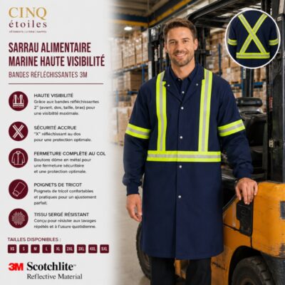 Sarrau alimentaire marine haute visibilité – bandes 3M