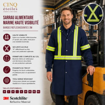 Sarrau alimentaire marine haute visibilité – bandes 3M