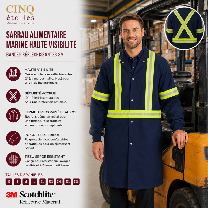Sarrau alimentaire marine haute visibilité – bandes 3M
