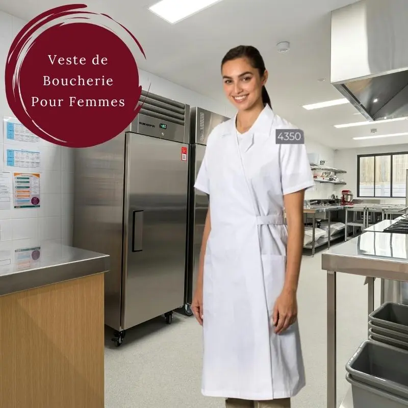 Veste de boucherie blanche pour femmes