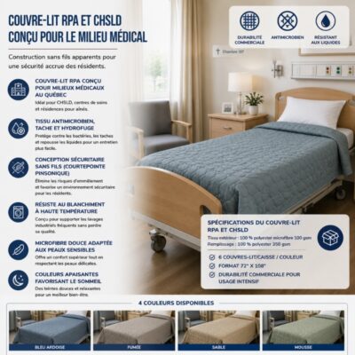 Couvre-lit RPA et CHSLD conçu pour le milieu médical