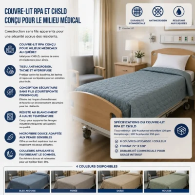 Couvre-lit RPA et CHSLD conçu pour le milieu médical
