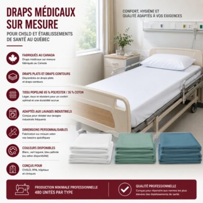 Draps médicaux sur mesure pour CHSLD et établissements de santé au Québec