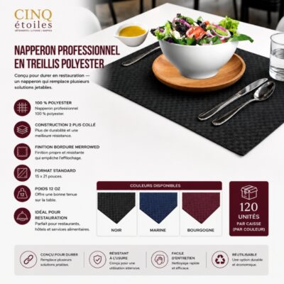 Napperon professionnel en treillis polyester (120 unités)