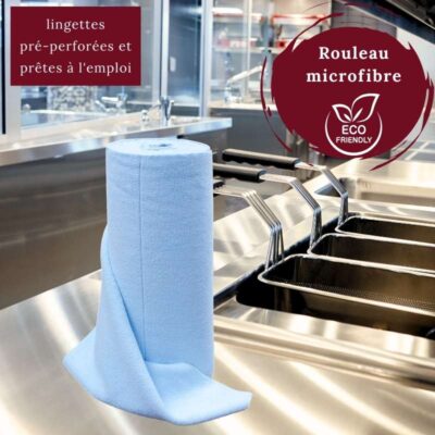 Rouleau d’essuyage microfibre bleu professionnel