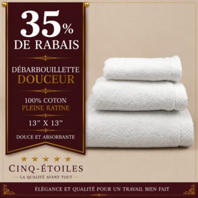 Débarbouillette Douceur 100 % coton pleine ratine – 13 po x 13 po