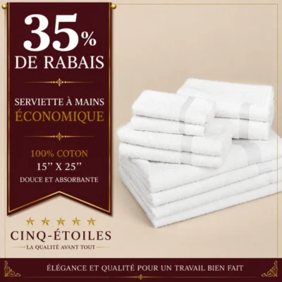 Serviette à mains économique 100 % coton – 15 po x 25 po