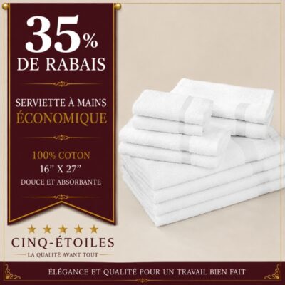 Serviette à mains économique 100 % coton – 16 po x 27 po