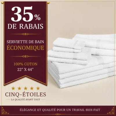 Serviette de bain économique 100 % coton – 22 po x 44 po
