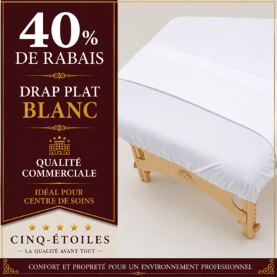 Drap plat blanc qualité commerciale – 54 po x 97 po avec fil de triage vert forêt