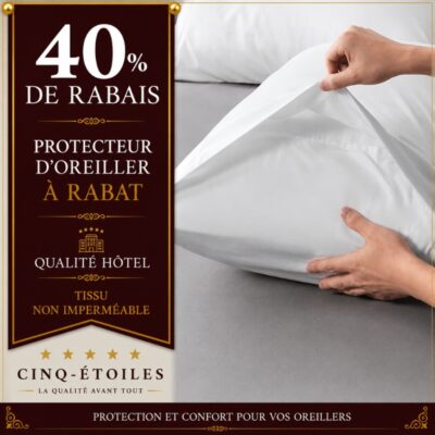Protecteur d'oreiller à rabat en tissu – Qualité hôtel